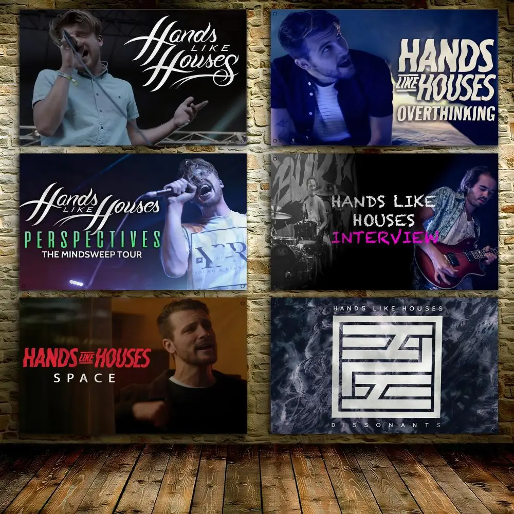 H-HANDS LIKE HOUSES Rock Flags 3x5 Ft custom Banner for Garage Door room decor Wall Out Decoration With Metal buckle