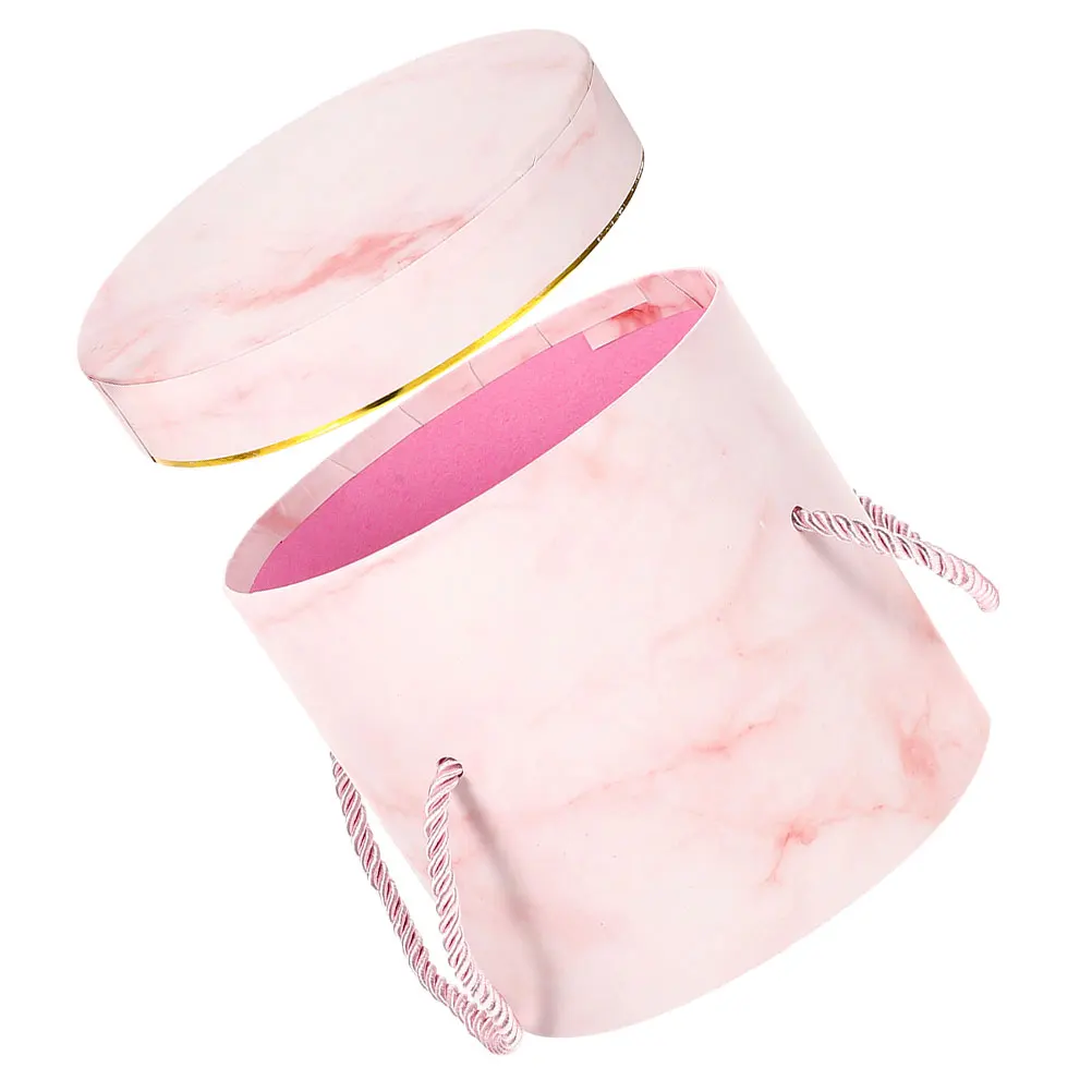 

Round Flower Bucket 140x140 Pink Large Size Paper Buckets Floral Arrangement Gift Box Candy Holder Home Office Decoration