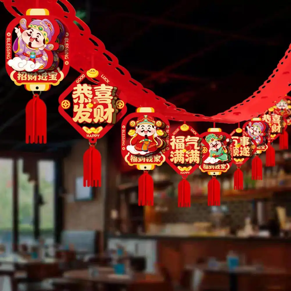 Guirlande rouge et dorée pour nouvel an chinois, porte-bonheur, bannière suspendue pour joyeux nouvel an lunaire, décor de Festival de printemps 2026