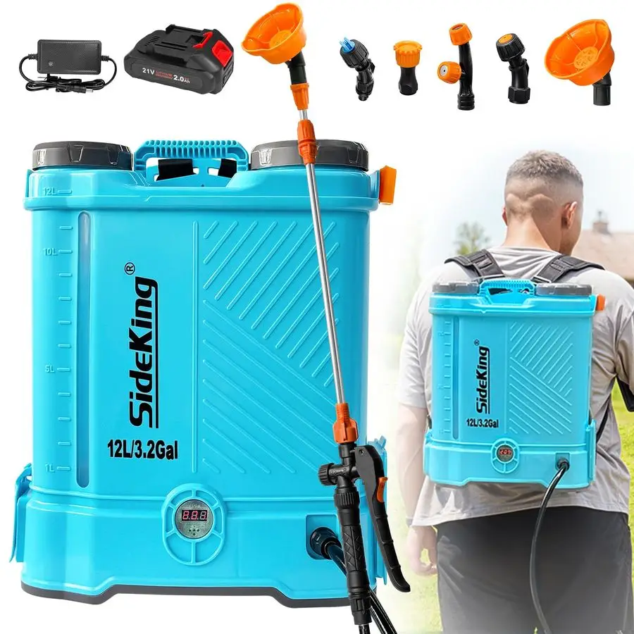 Powered Backpack Sprayer 3.2 Gallon, 080 PSI Adjustable Pressure Sprayer Compatible with 18V Battery, Electric Sprayer with Wand