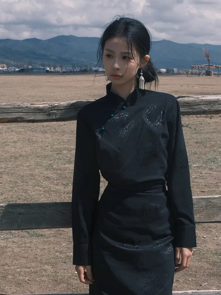 

Chinese Tibetan Style Bora Skirt Improves Tibetan Clothing Lhasa Kangba Tibetan Clothing