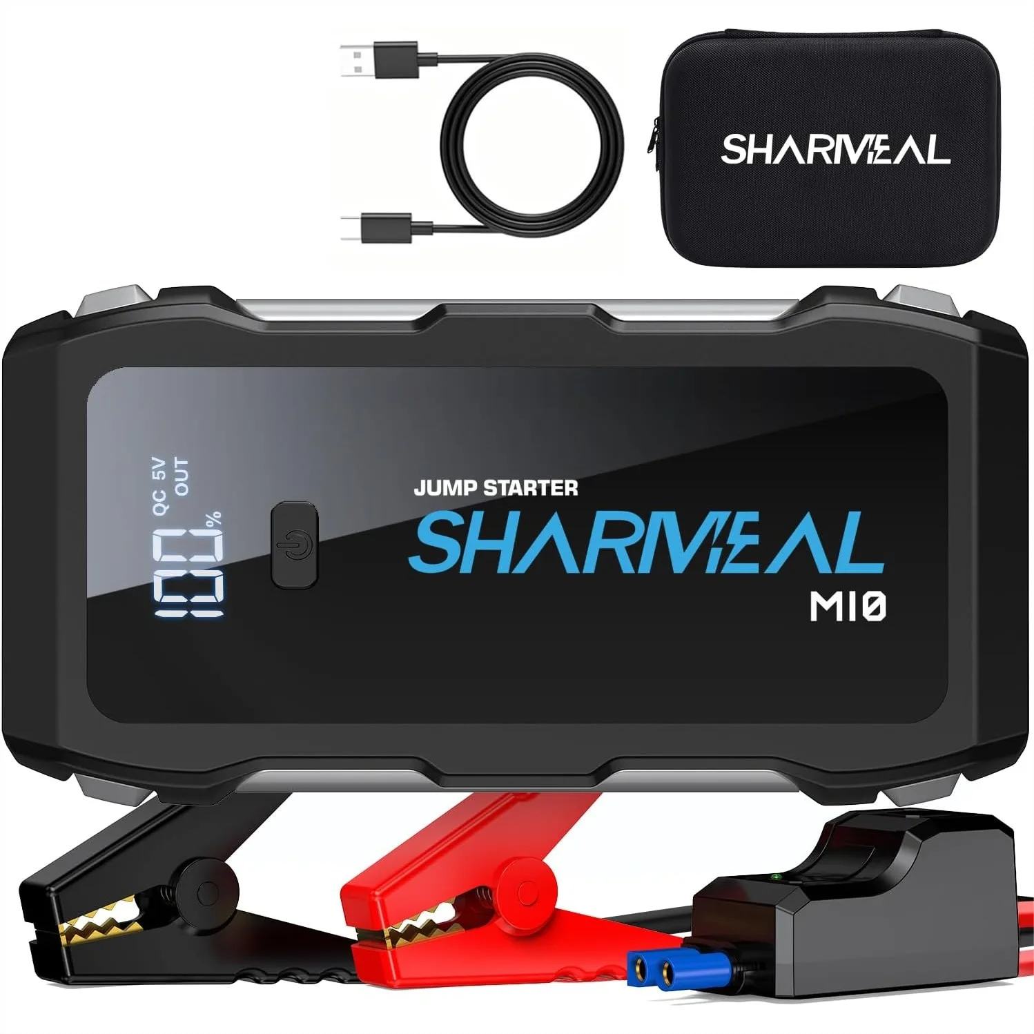 

5000A Jump Starter for 12V Cars, Portable Battery Booster with Flashlight and Jumper Cable