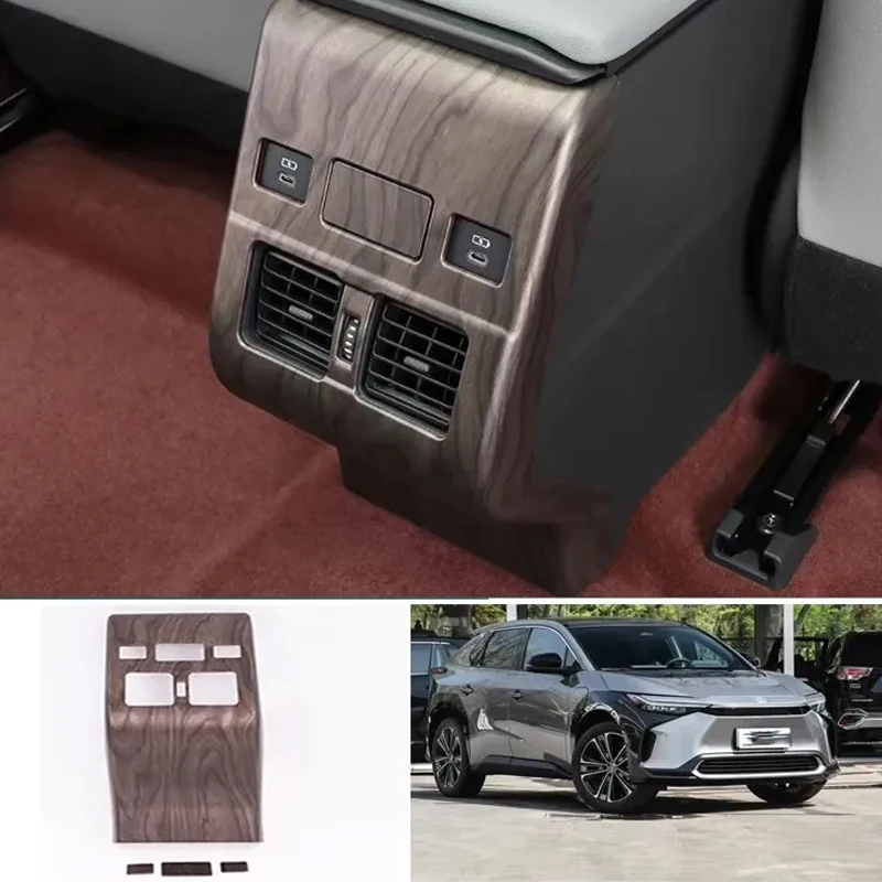 LHD لتويوتا BZ4X EA10 2022 2023 2024 الداخلية الخوخ الخشب الباب مسند الذراع نافذة رفع التبديل غطاء والعتاد التحول غطاء فتحة التهوية الكسوة