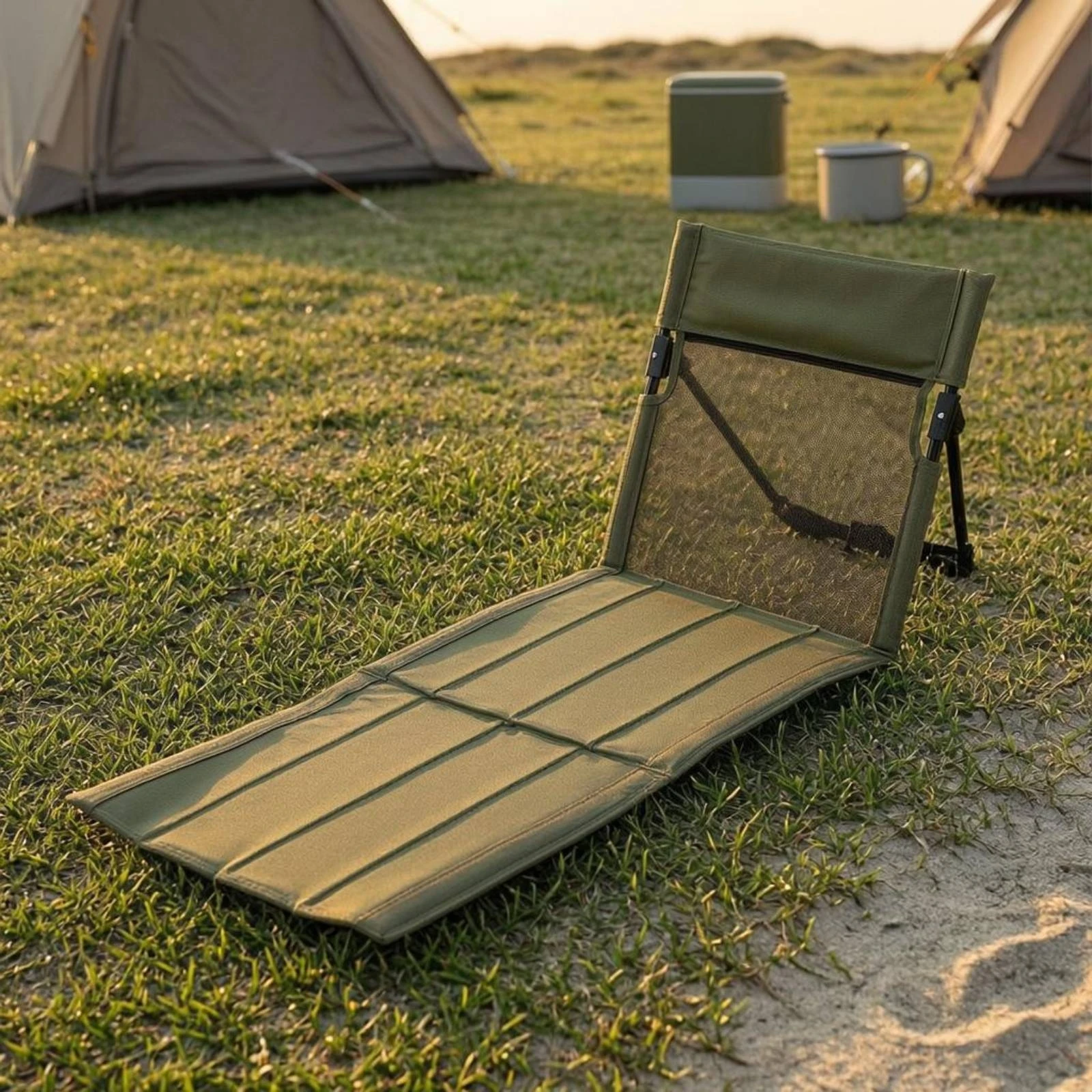 Folding Lounge Chair Mat Padded Portable Lounge Chair Outdoor Furniture Lightweight Long-Lasting for Grass