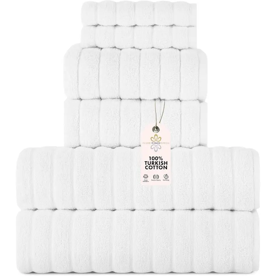 

CTT Luxury 6 Piece Towel Set, 100 Turkish Cotton, Quick Drying, Highly Absorbent amp Comfy, Includes 2 Bath Towels, 2 Hand Towel