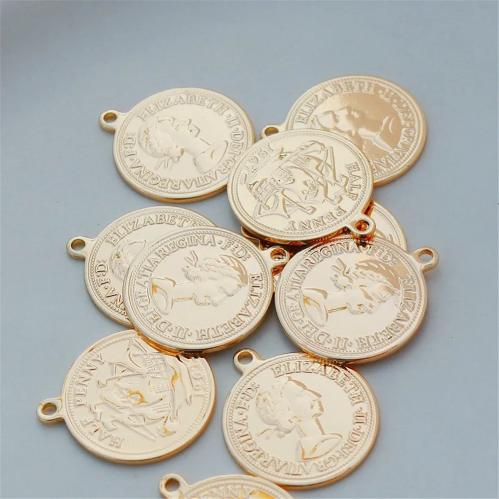 

14K Copper-clad Gold 1967 Portrait Coin, Round Pendant, DIY Handmade Bracelet, Necklace, Earring Tag, 19mm