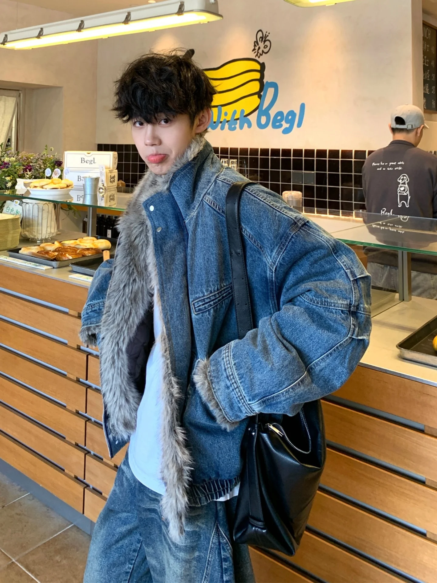 

Мужская джинсовая куртка Waed с меховым воротником, утепленная зимняя рабочая одежда, хлопковая куртка с подкладкой для подростков