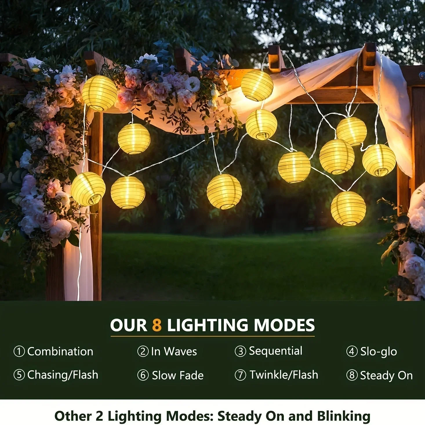 Solar Lantern String Lights Waterproof Outdoor LED Garland Fairy Light Patio Garden Decoration Light for Christmas Wedding Party