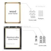 Handmade oil Painting DIY Aluminium Alloy Frame Metal Aluminum Outer Frame and Wooden Inner Frame for Home Decoration