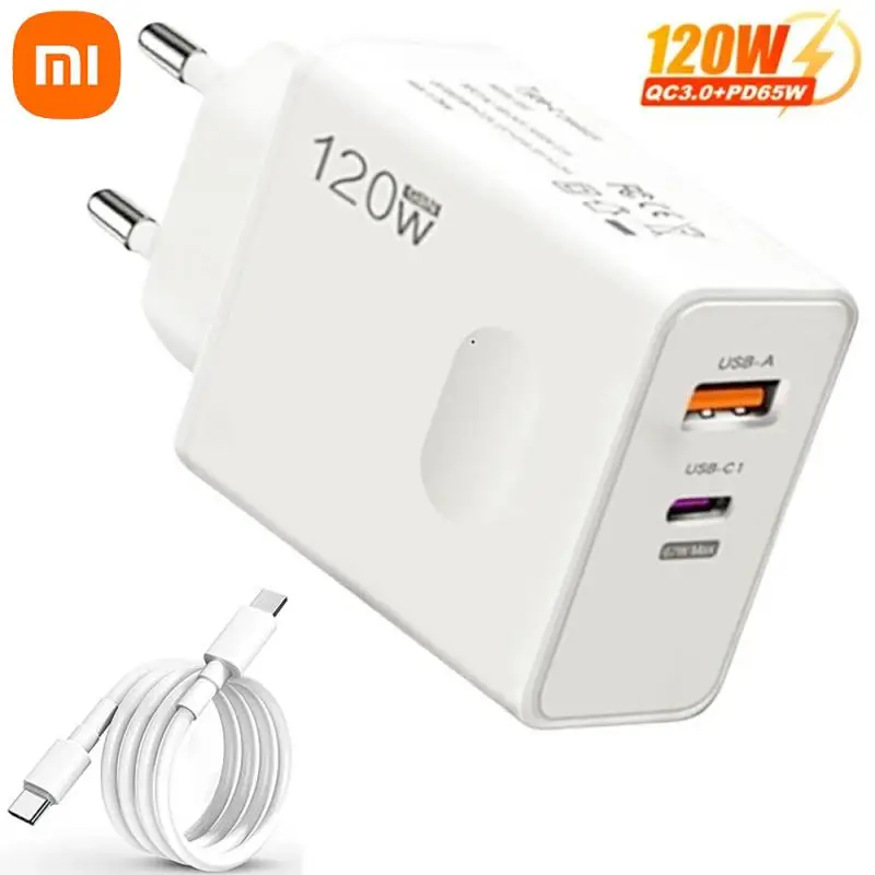 Xiaomi 120W Fast Charger USB Type C PD Cable Fast Charging Quick Charge 3.0 Adapter For iPhone Samsung Oneplus Pixel Cellphones