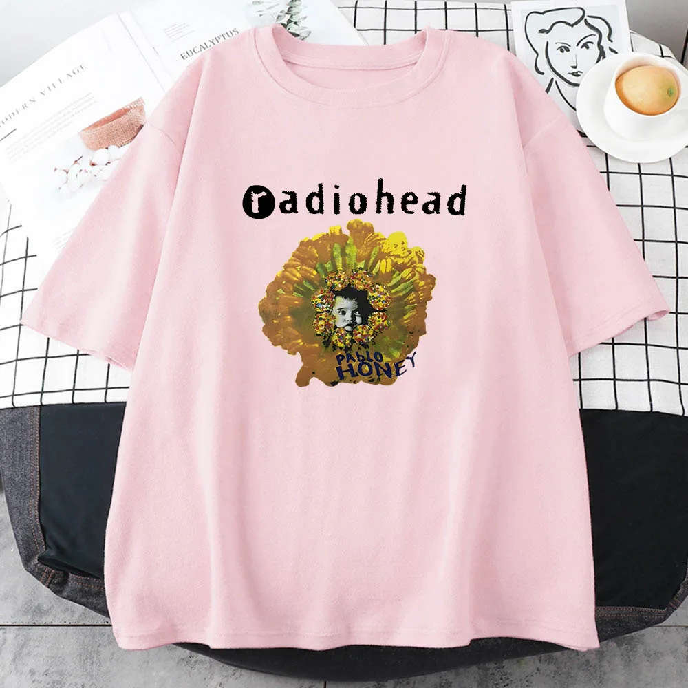 T-shirty z nadrukiem Radiohead wydruk graficzny zabawna koszulka z kreskówek Vintage Hip Hop damska odzież bawełniane, w stylu Harajuku koszulki