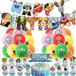 Anime One piece Happy Birthday Acrylic Cake Topper Party Decoration Cake Decor Flag Baby Shower Baking DIY Supplies Kids Gift