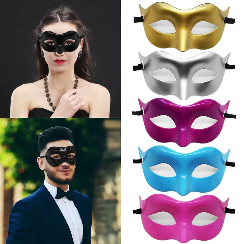 Halloween Solid Color Mask For Women Men Masquerade Half Face Mask Fancy Dress Carnival Dress Costume Performance Party Supplies