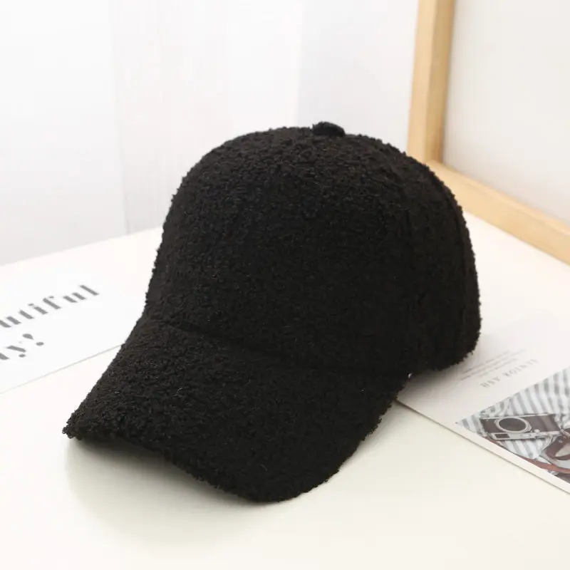 Autumn Winter Baseball Cap Women Artificial Lamb Wool Hats Version Tide  Warm Cap Plush Baseball Caps Spring Baseball Cap