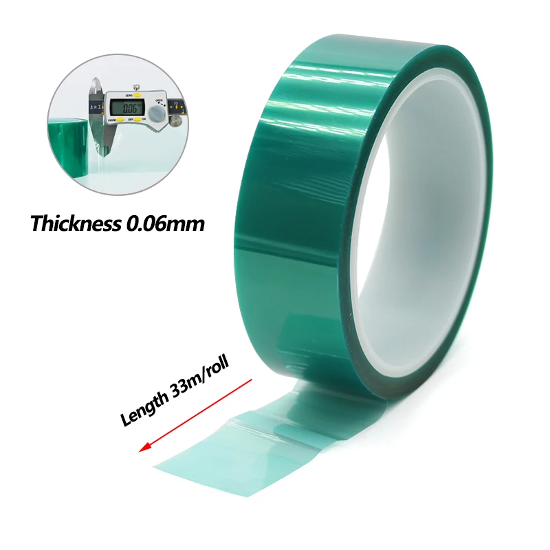 High Temperature 33M/Roll PET Tape Green Film 3 - 100mm Heat Resistant Insulated PCB Solder SMT Plating Shield Protection Tapes