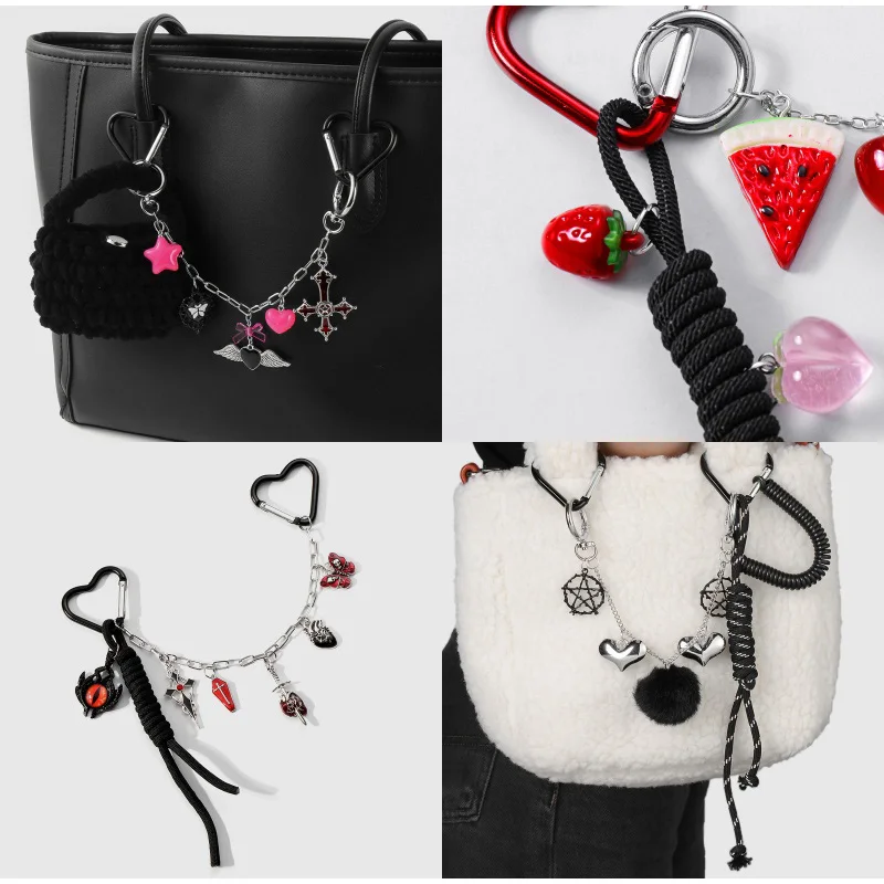 Delicate Design Double-head Bag Accessories Punk Style Y2K Handmade DIY Keychain Women Girls Creativity Chain Bag Pendant New