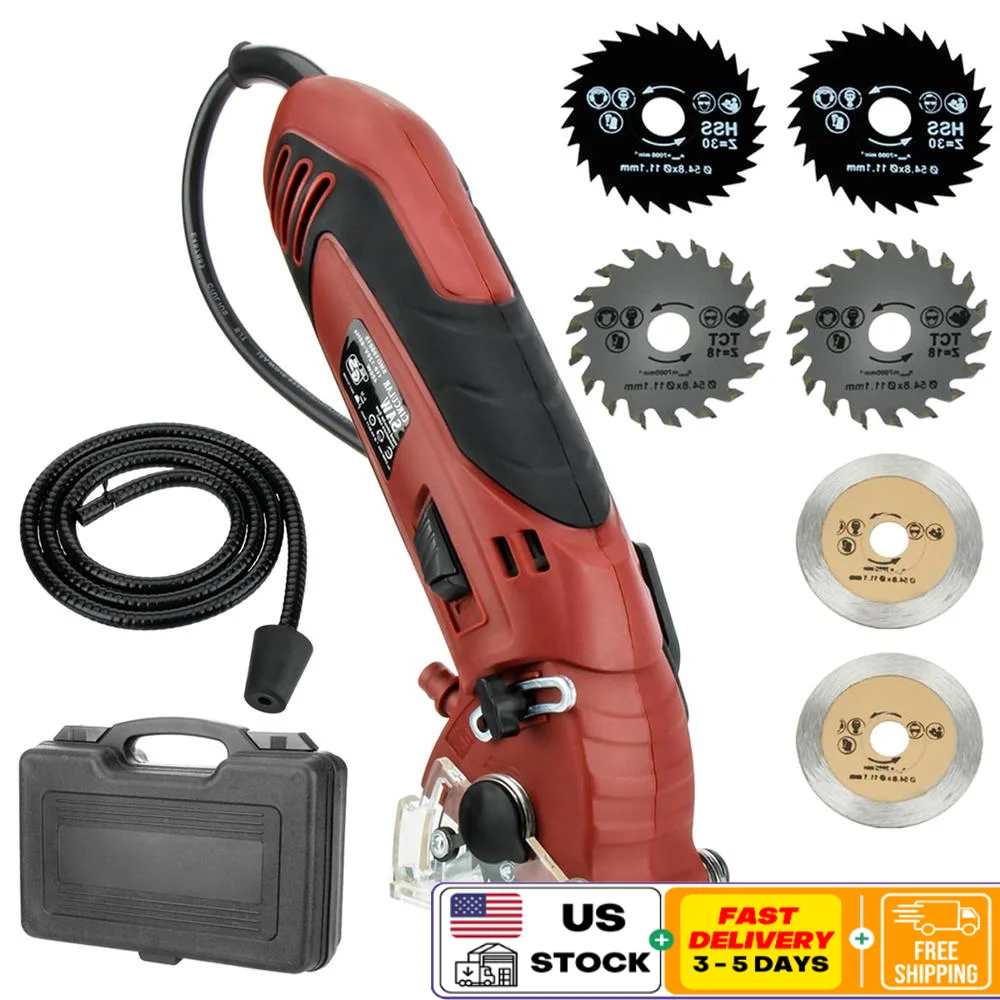 Mini set di seghe circolari Sega elettrica portatile 400W 3400RPM 6 lame Doppio interruttore Kit di strumenti multifunzione dal design compatto di sicurezza