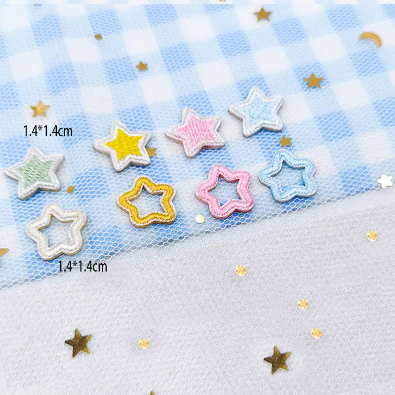 8pcs Cute Mini Love Star Bows Patches For Clothing Kids Self-adhesive Embroidery Applique DIY Decorative Phone Case Backpack