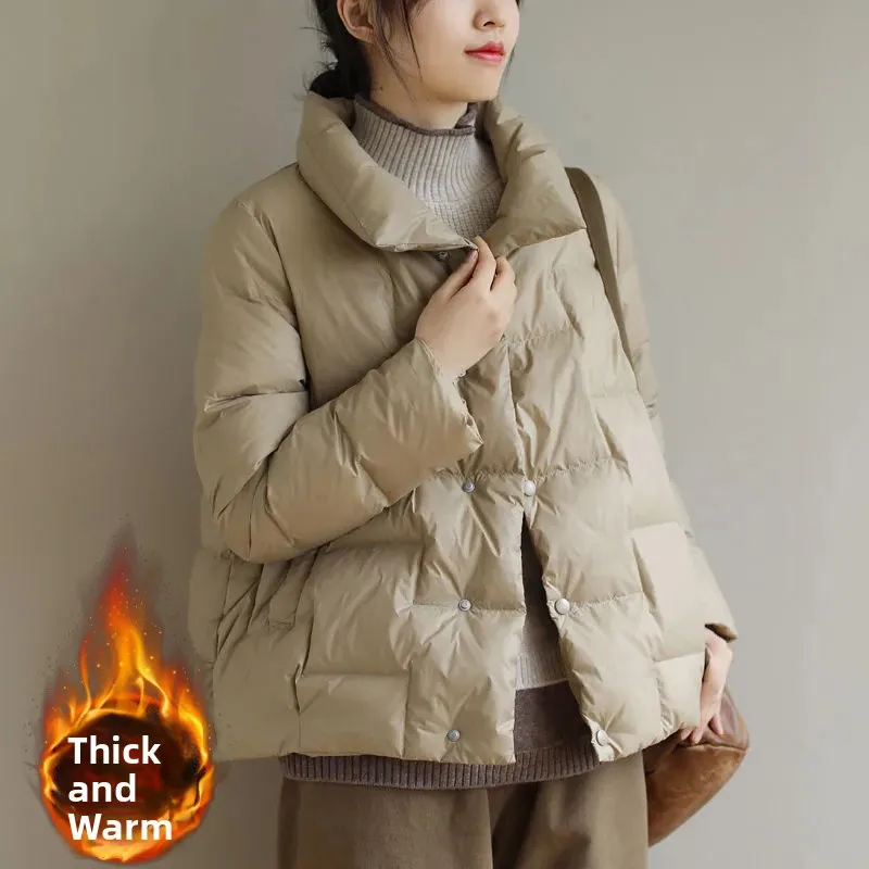 Faionable Thiened léger vers le bas coton Jaet col montant marque grande taille vêtements pour femmes trajet Sle coréen Loos...