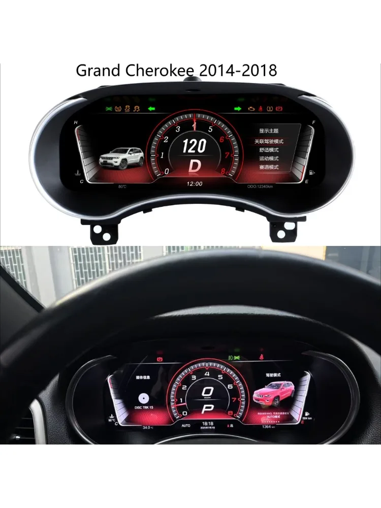 Carplay Cluster Für Jeep Grand Cherokee Dashboard Bildschirm 2K Digital tachometer LCD instrument panel 3 + 3 Farbe UI rad Steuerung