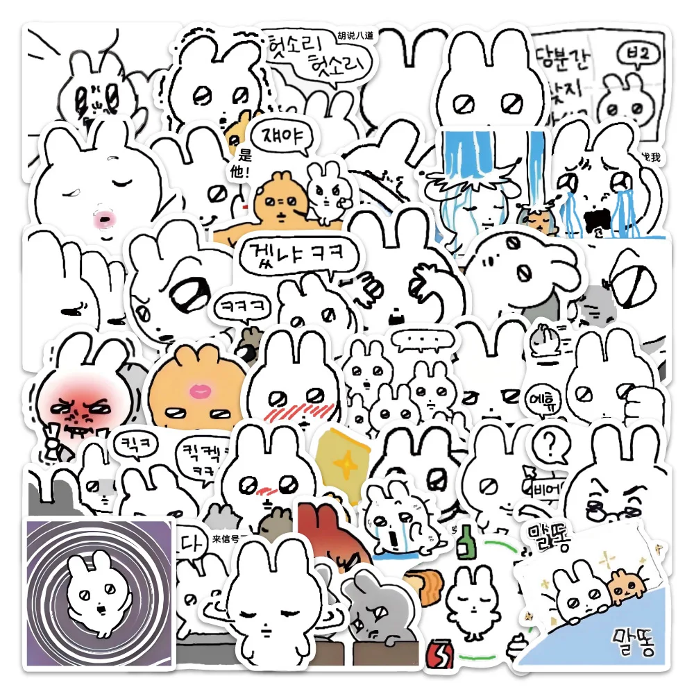

54PCS Cartoon Cute Rabbit Stickers Creative Decoration Mobile Phone Case Notebook Water Cup Waterproof Toys Gifts Stickers