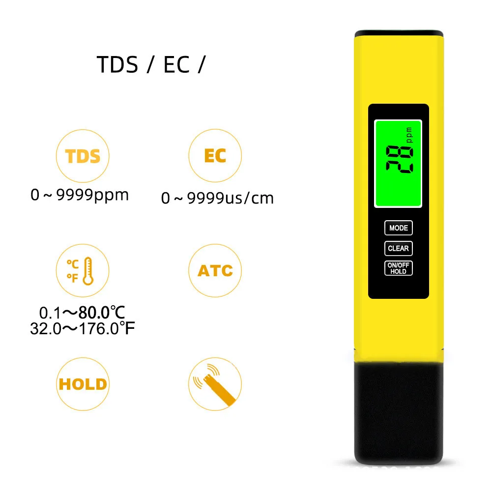 Water Quality Test Pen Digital 0-9990PPM 1 Pieces 4-in-1 5s Measurement Automatically Home Drinking High Quality