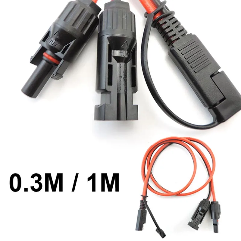 SAE Connector 2 Pin Battery 12AWG 0.3M 1M 12V 48V DC Cable to Solar Panel Power Adapter Wire Plug v27