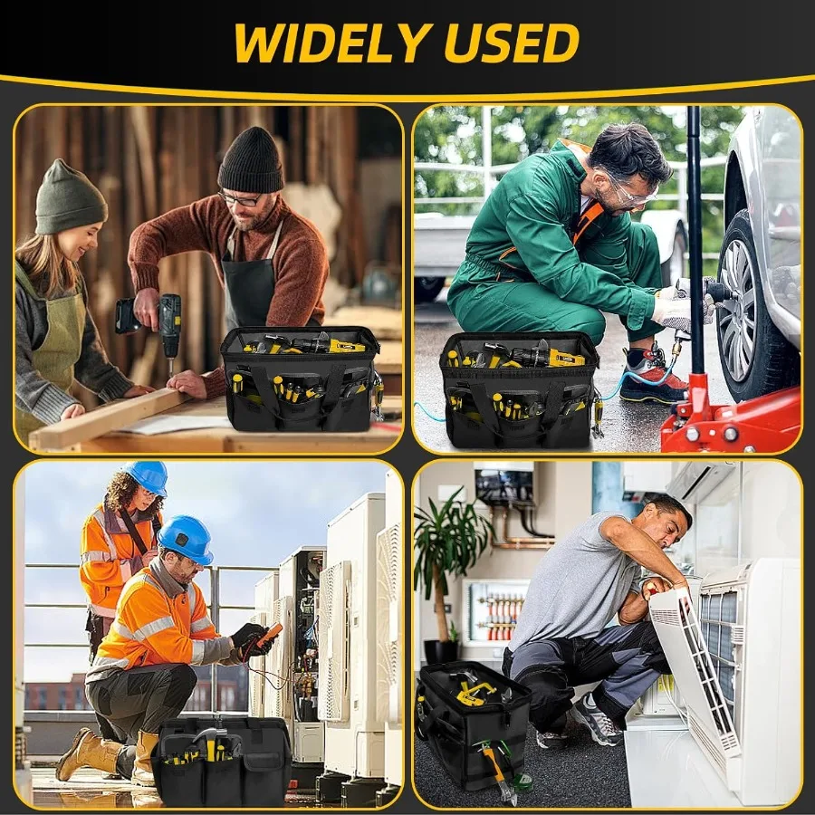 Borsa porta attrezzi portatile con tracolla regolabile da uomo: organizer per riporre attrezzi resistente con ampia apertura a bocca, ideale per M