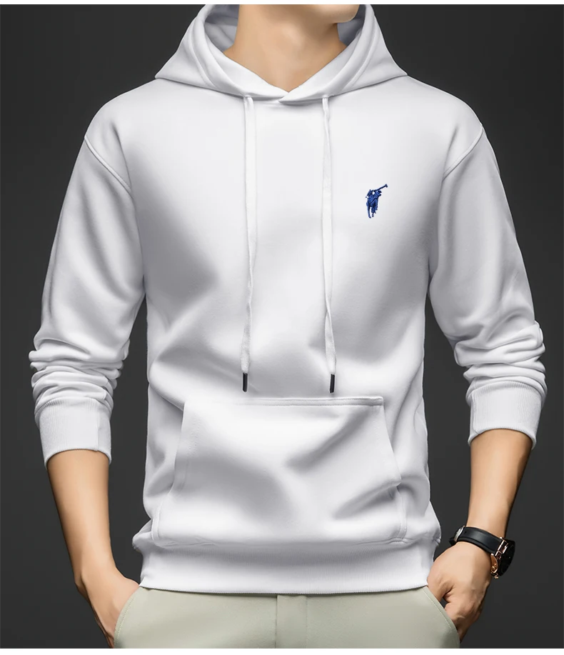 2025 New Embroidered Hoodie Solid Color Hoodie Spring and Autumn Falling Shoulder Long Sleeve Casual Coat for Men