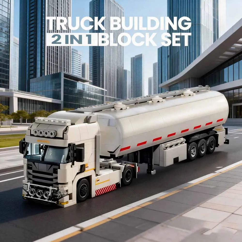 

MOC 1109pcs Oil Tanker Trailer European-Style Truck 2in1 Vehicles City Games Building Blocks Industrial Model Kids Toys