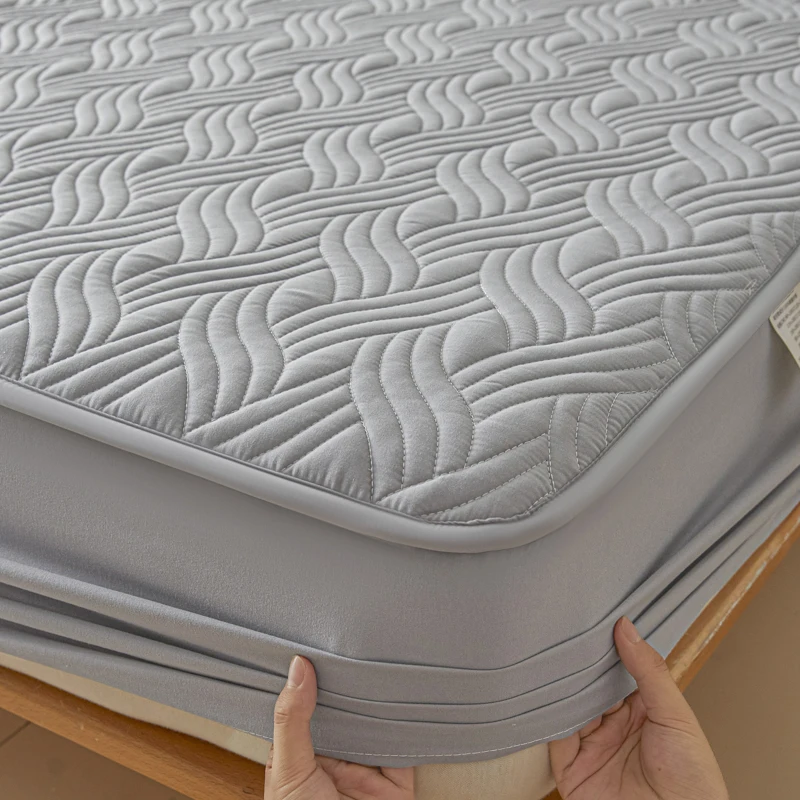 Dreamreal Cotton Thick Quilted Mattress Cover 2 Pattern Anti-bacterial Anti-mite Mattress Protector Topper Pad Soft Fitted Sheet
