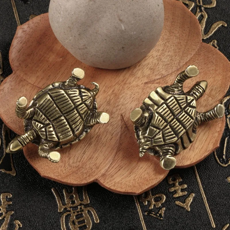 Antike Kupfer-Schildkrötenfiguren, Miniaturen, Heimdekoration, Messingornamente, Reichtum, Frieden, Langlebigkeit, Schildkröte, Tee, Haustier, Desktop-Kunsthandwerk – Detail 5