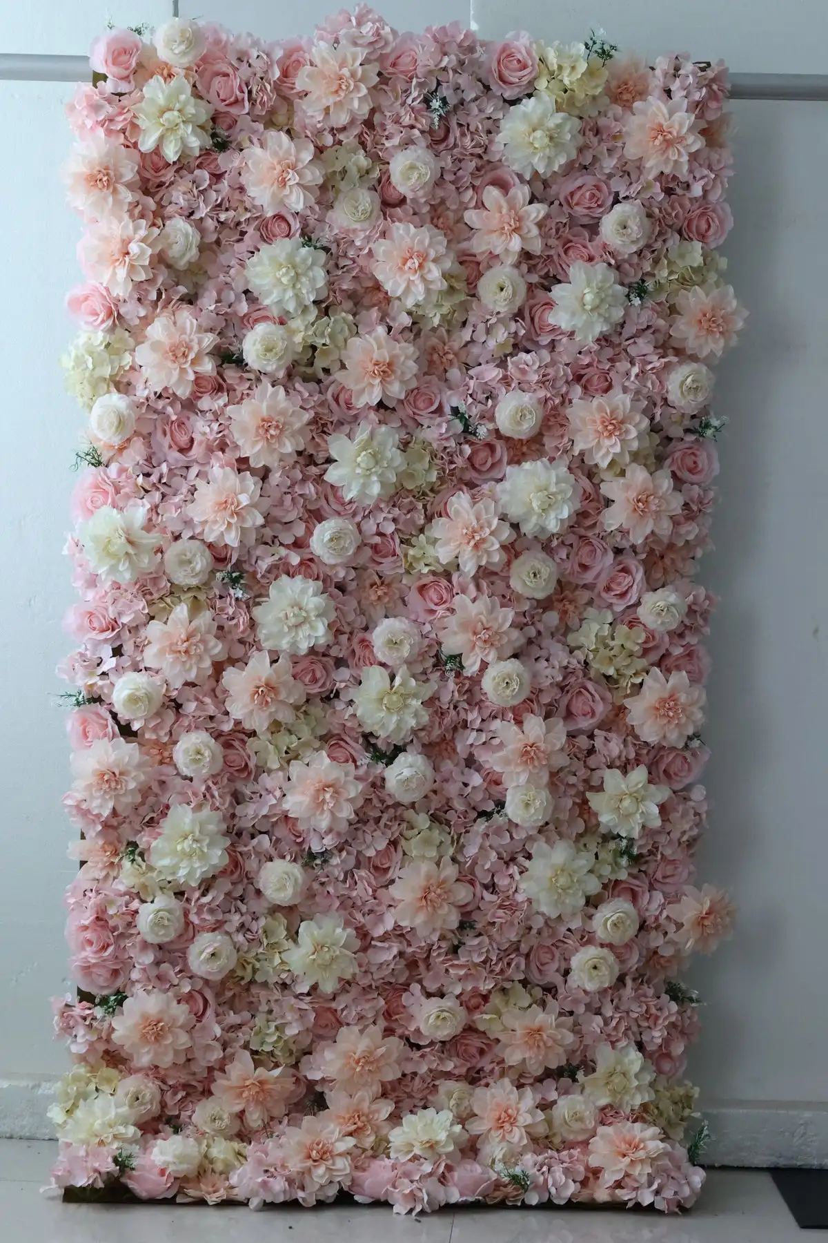 3D Pink champagne rose wall Hydrangea Roll Up Cloth Base Flower Wall Outdoor Wedding Backdrop Floral Arrangement Party Event