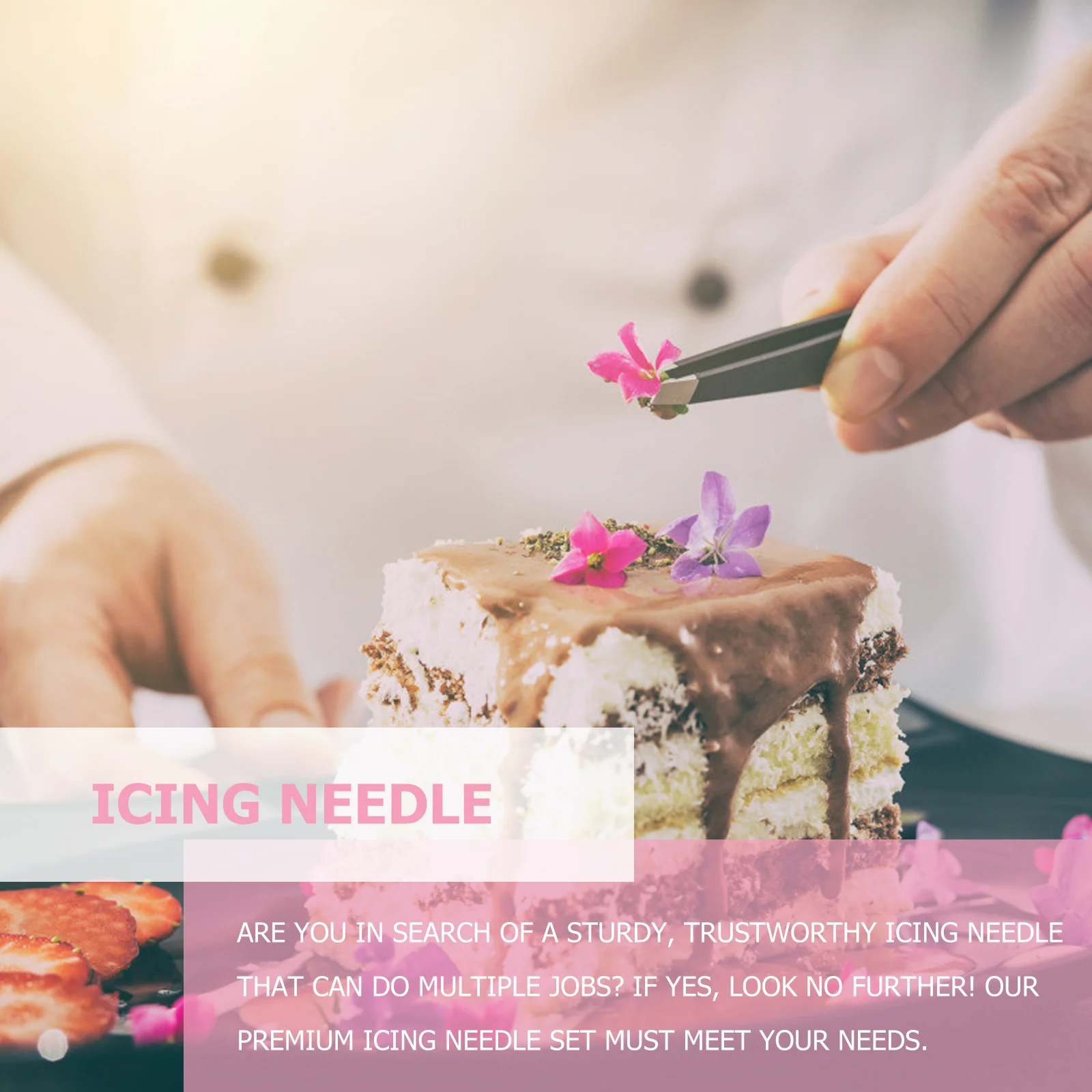 

2Pcs Baking Icing Needle Set Strong Sugar Decorating Tool Reusable Food Grade Safe Easy to Use Ideal Housewarming Gift