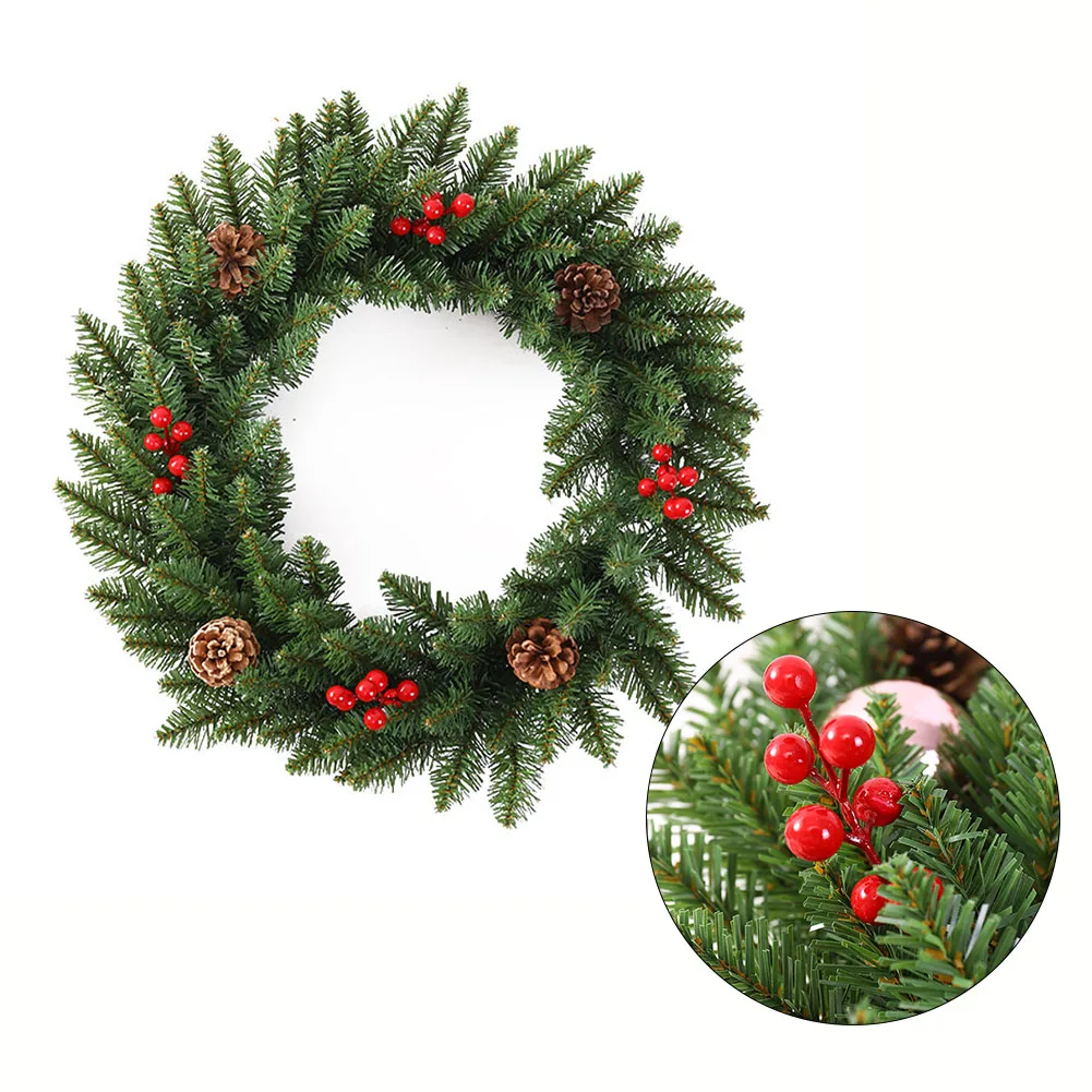 

30/40cm Artificial Christmas Wreath 2025 Pine Cones Style Wreath Door Wall Window Ornaments Artificial Wreath Xmas Tree Ornament