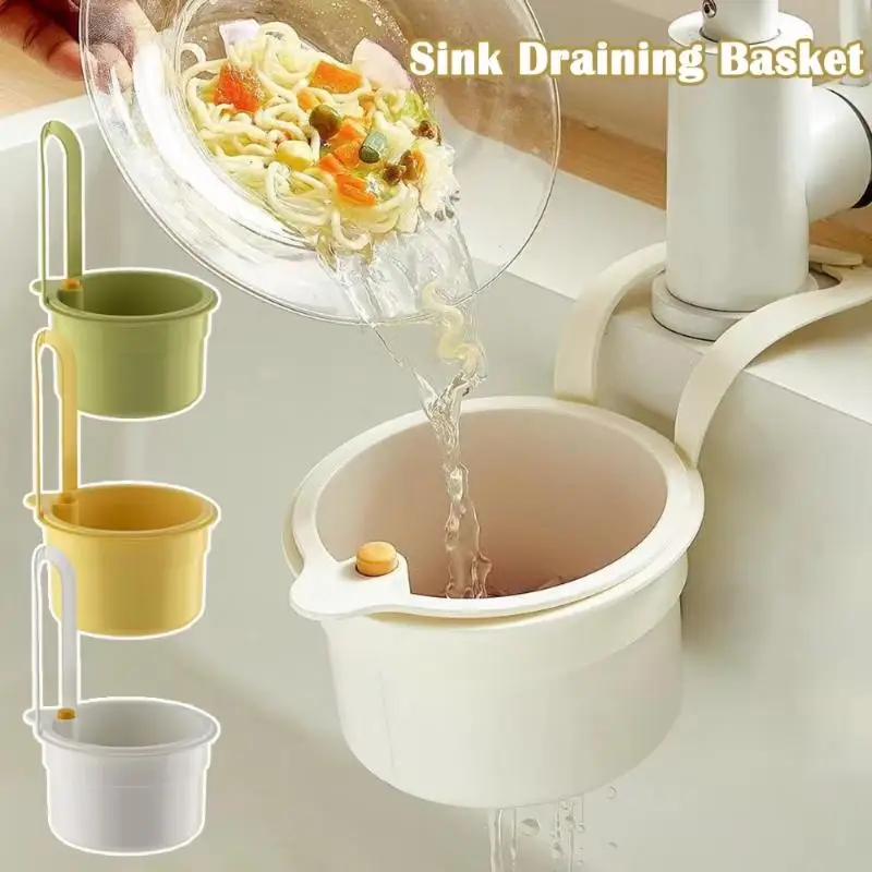 Hanging Sink Draining Basket Openable Bottom Cover Detachable Kitchen Food Residue Filter Basket