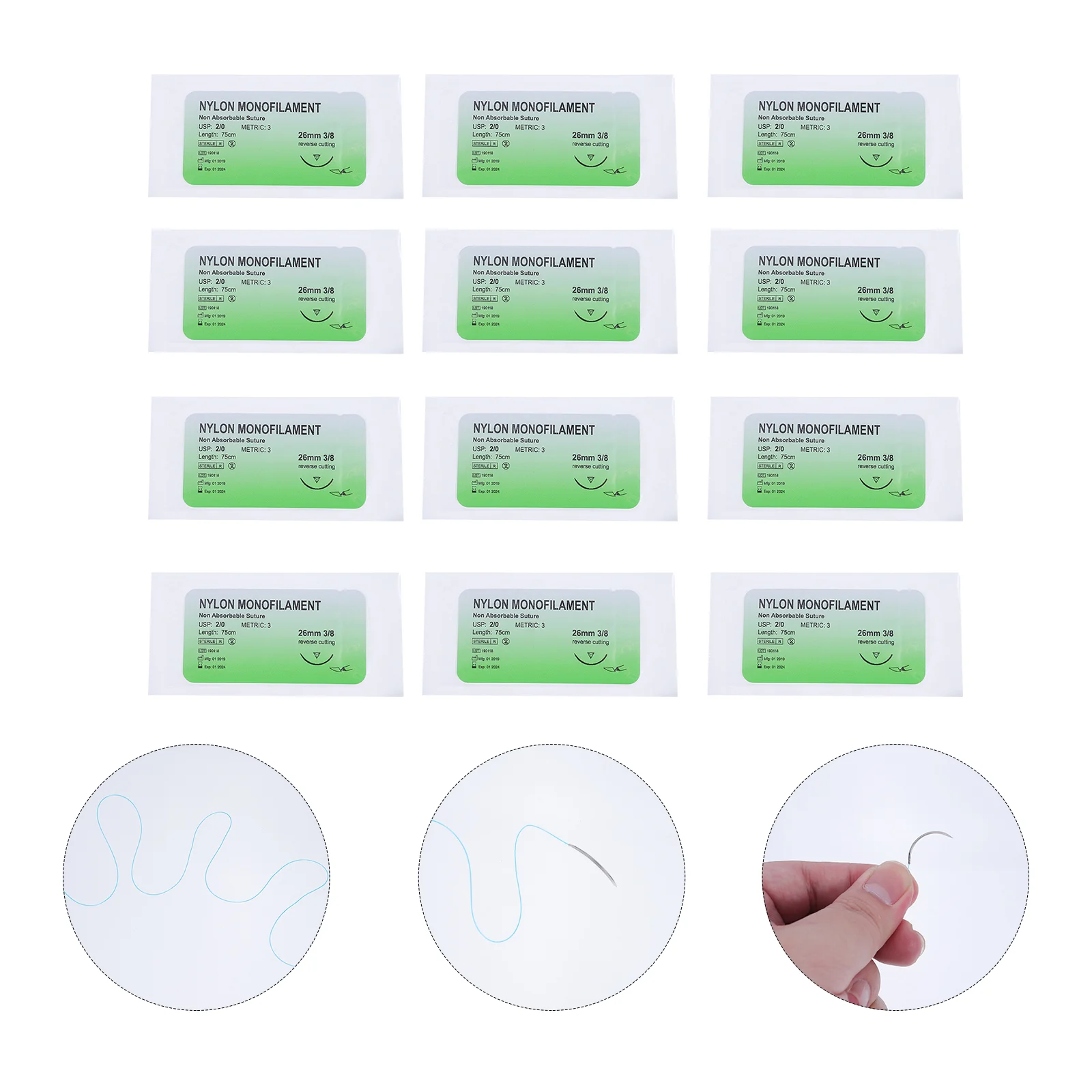 12 Pcs Suture Needle Thread Threads Practice Equipment Monofilament Kit Suite Device Suturing