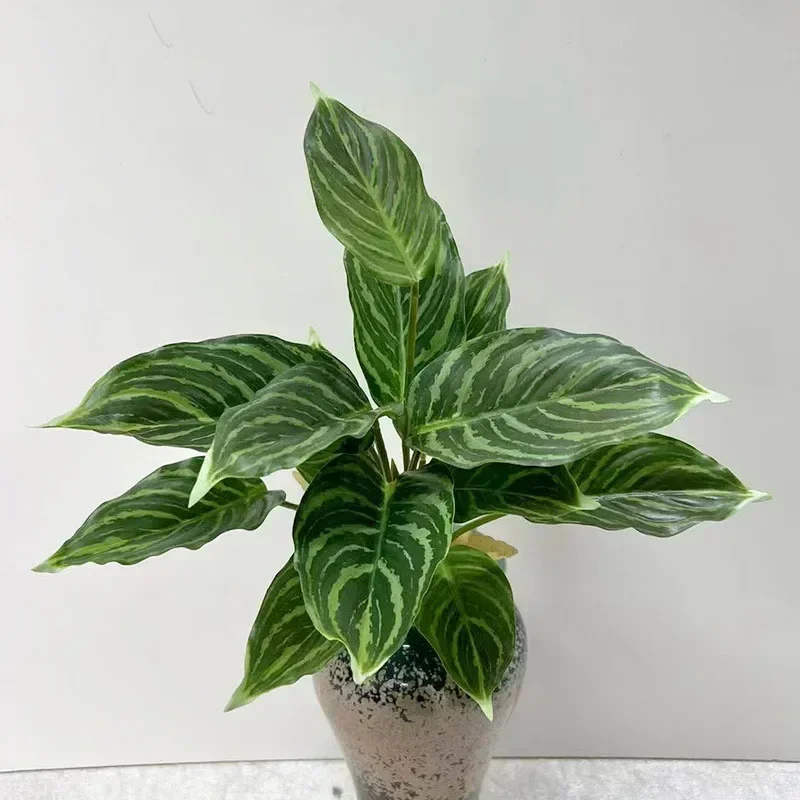 15 Zoll große künstliche Pflanze, tropischer Monstera-Palmenzweig, künstliches Schildkrötenblatt, künstliche Plastikpalme für Haus, Garten, Bürodekoration – Detail 9