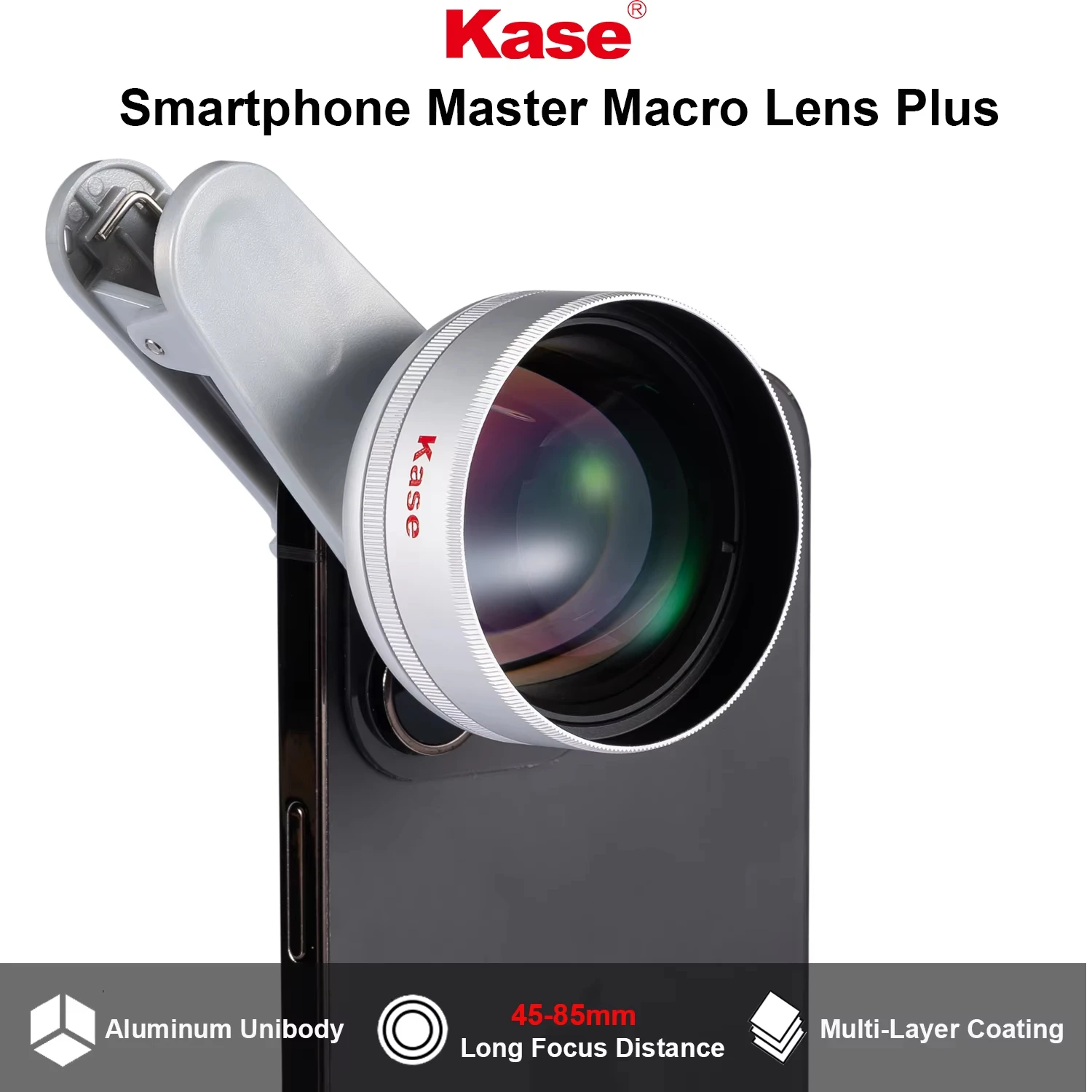 Kase Upgraded HD Master Macro Phone Lens Plus for iPhone 16 15 14 13 Pro Max Samsung Android, Long Focus Distance 45-85mm