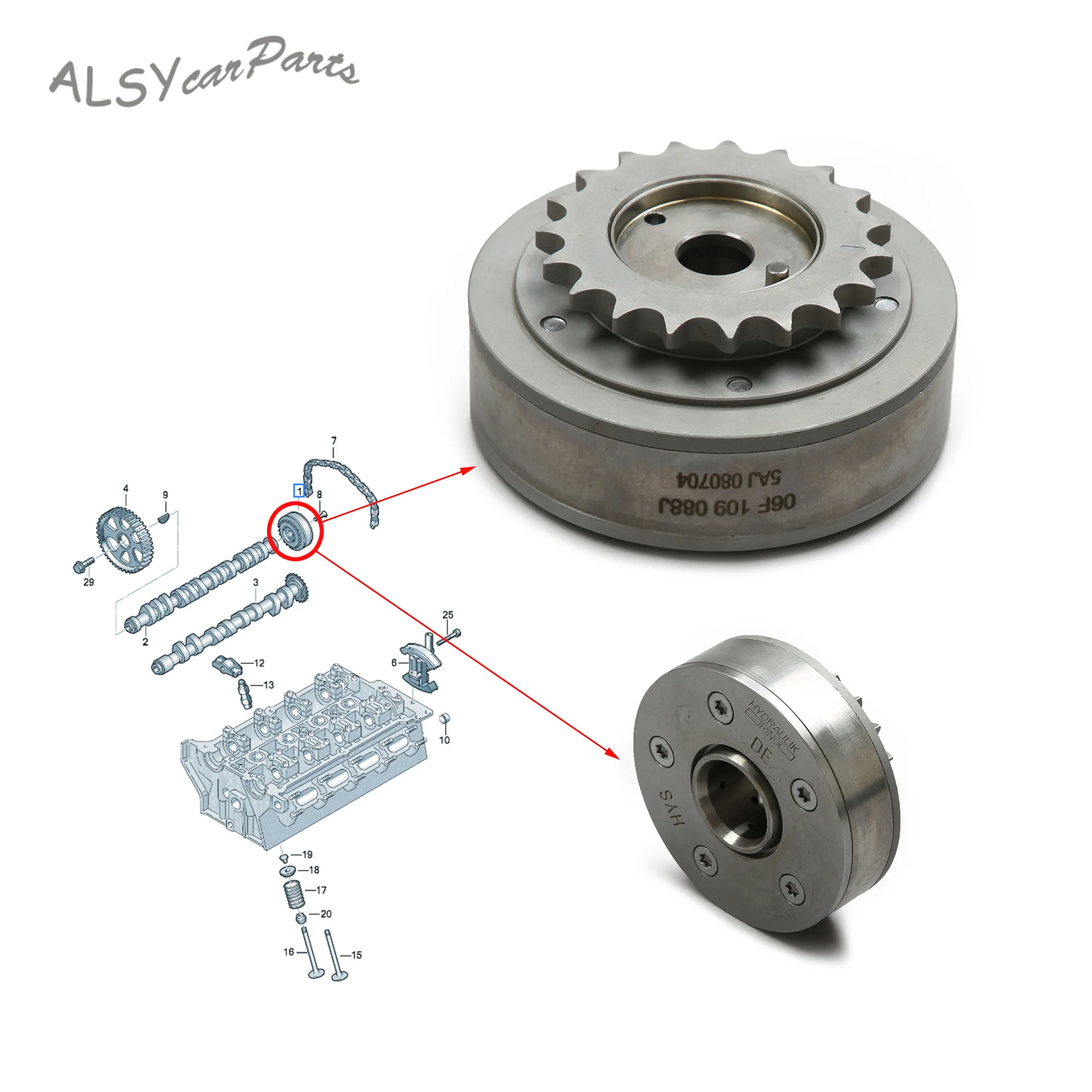 Car engine camshaft adjuster for VW Golf MK5 Passat Audi A4 Quattro A3 TT Skoda Seat (Seat) 06F109088J 2.0TFSI BPJ