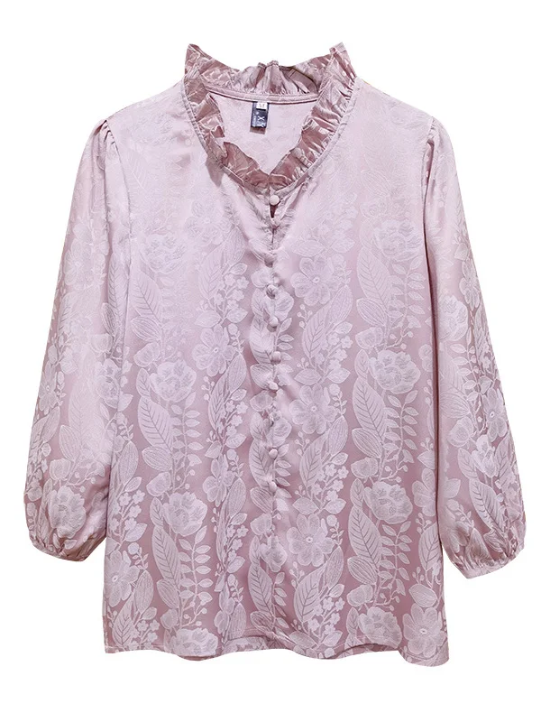 シルクプリントブラウス セブンスヴェ レディース ルーズフィット 通勤 スレ 中国製 ブランドなし 登録なし 柄なし