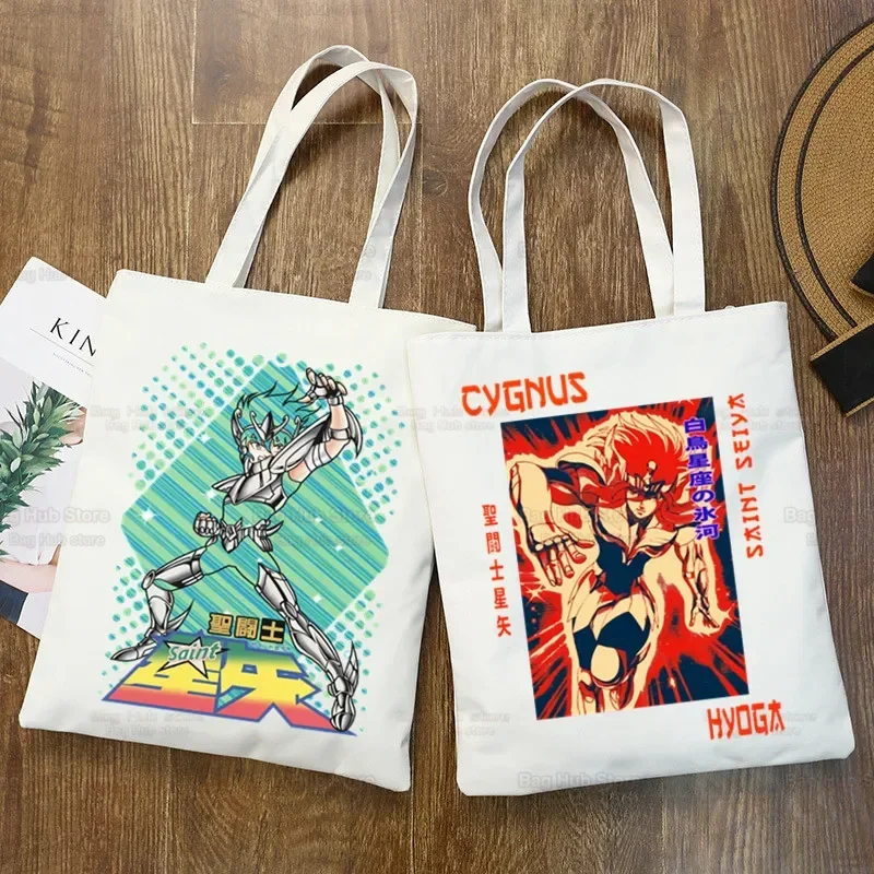 Saint Seiya Shopper Bag Print Knights of The Zodiac Canvas Tote Bag Handbags Seya Anime Bag Harajuku Shoulder Bags