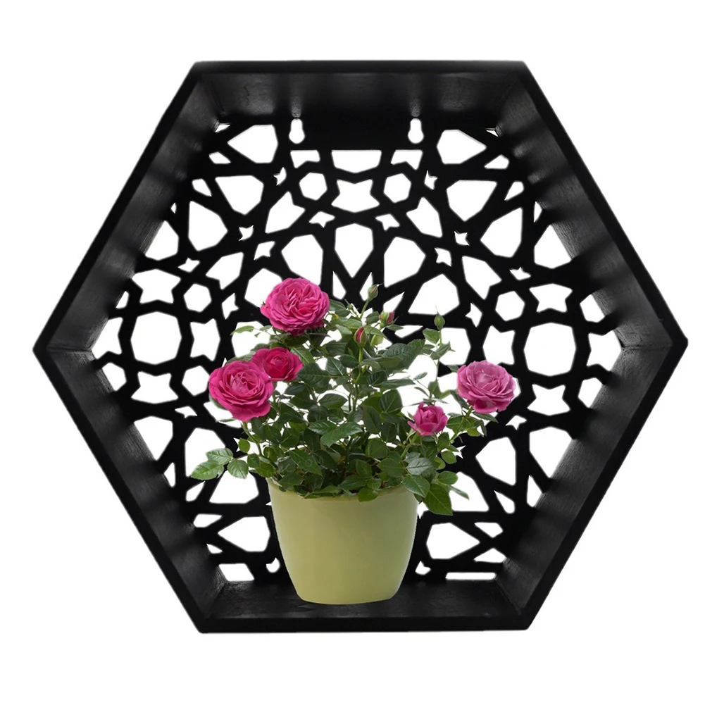 YOUZI Hexagon Design Hanging Storage Shelves Display Photos Plants Hanging Storage Shelf For Bedroom Bathroom Living Room Decor