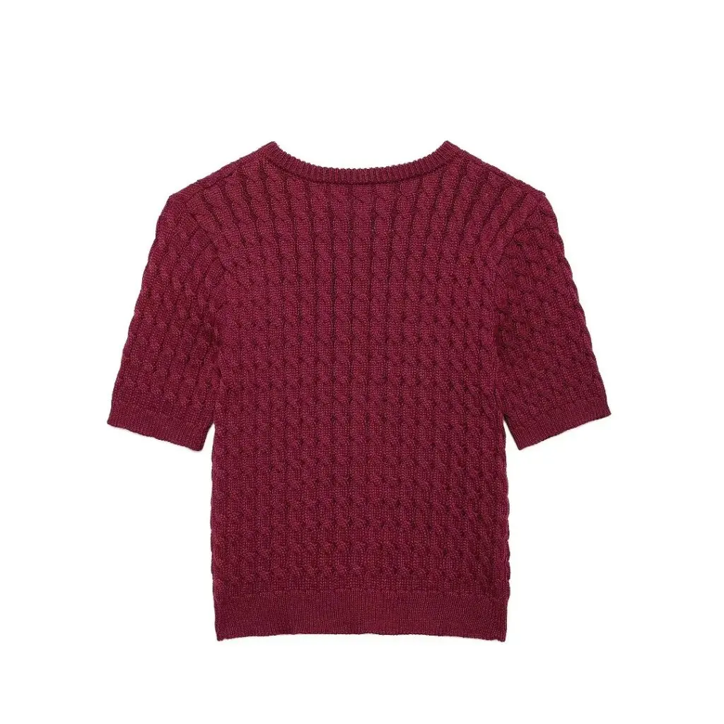 Cárdigan ajustado con cuello redondo para mujer, Top de moda de punto de manga corta de estilo europeo americano para primavera y otoño