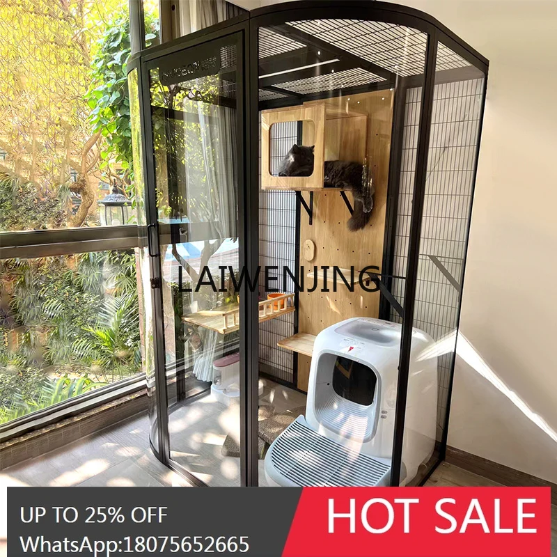 HLZ panoramic glass cat villa large space can be placed fully automatic  litter box cage cat house