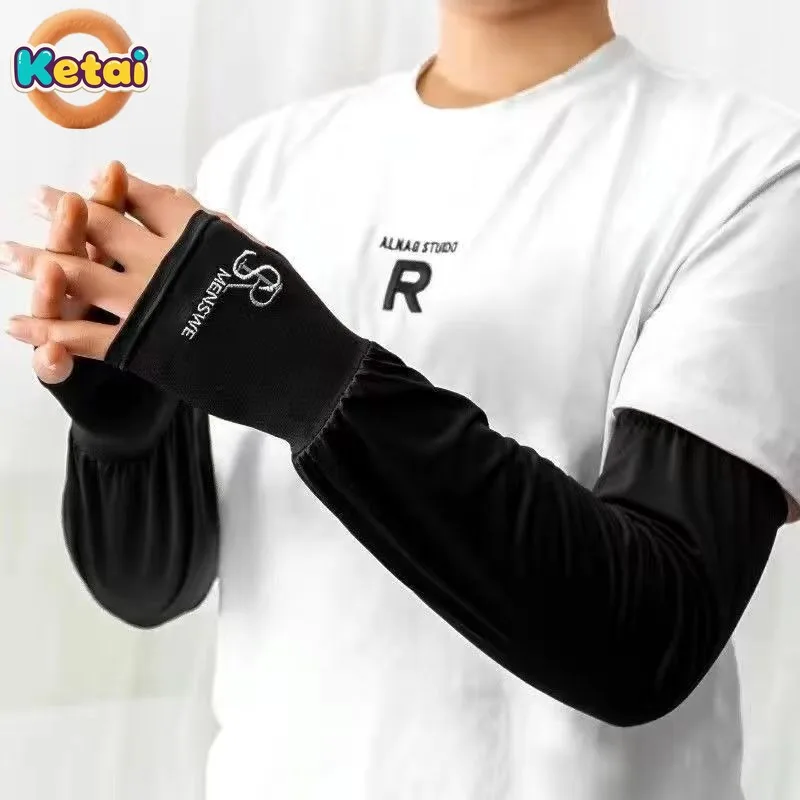 أكمام ثلجية صيفية واقية من الشمس للرجال والنساء، رفيعة، قابلة للتنفس، واقيات للذراع مقاومة للأشعة فوق البنفسجية، أكمام فضفاضة من الحرير الجليدي