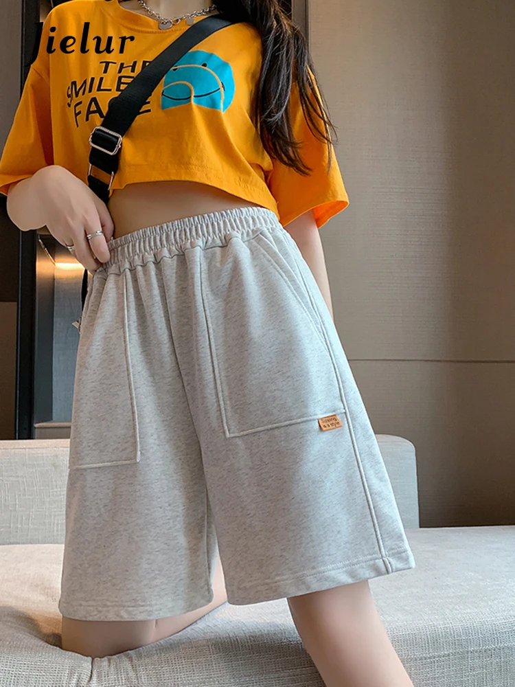 Jielur Sport Casual Shorts for Women Summer Loose Boyfriends Korean Shorts High Waist Thin Wide Leg Straight Short Pants Female