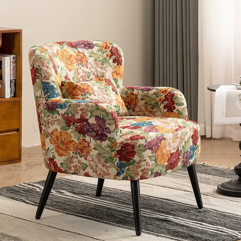 American light luxury single sofa retro rural small apartment balcony living room bedroom sofa chair combination