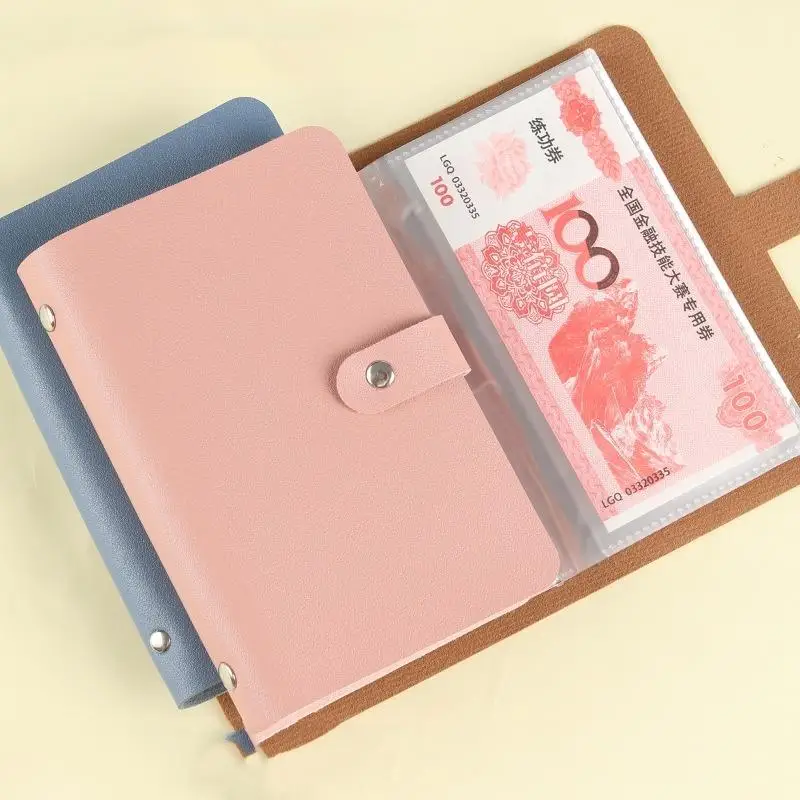 PU Leather Photo Money Card Holder Lightweight Snap Closure 50 Inner Pages for Concert Ticket Storage Travel Memory Collection