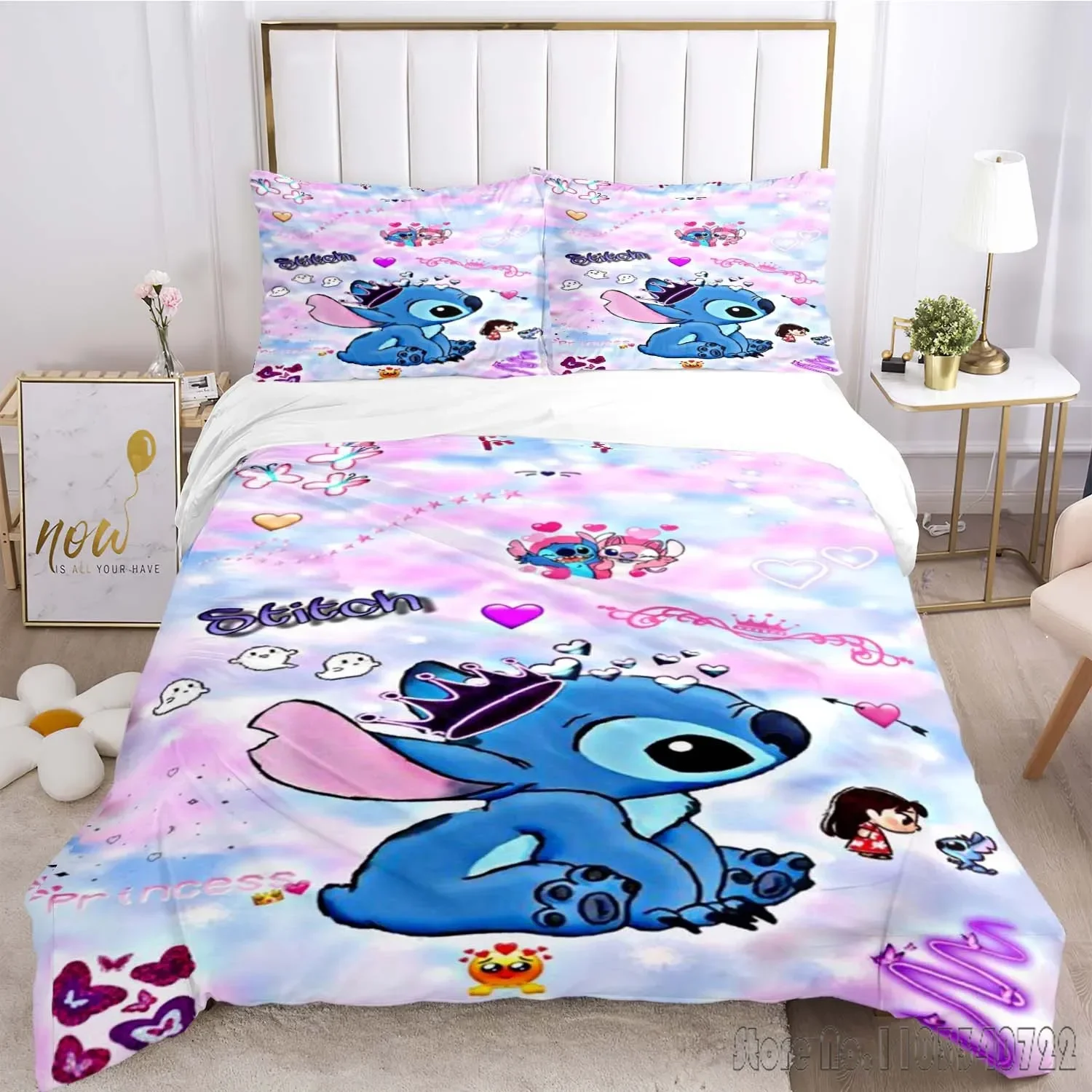 Disney Cartoon Anime Stitch Duvet Cover Set HD Comforter Cover for Kids Bedding Sets Bedclothes Bedroom Decor